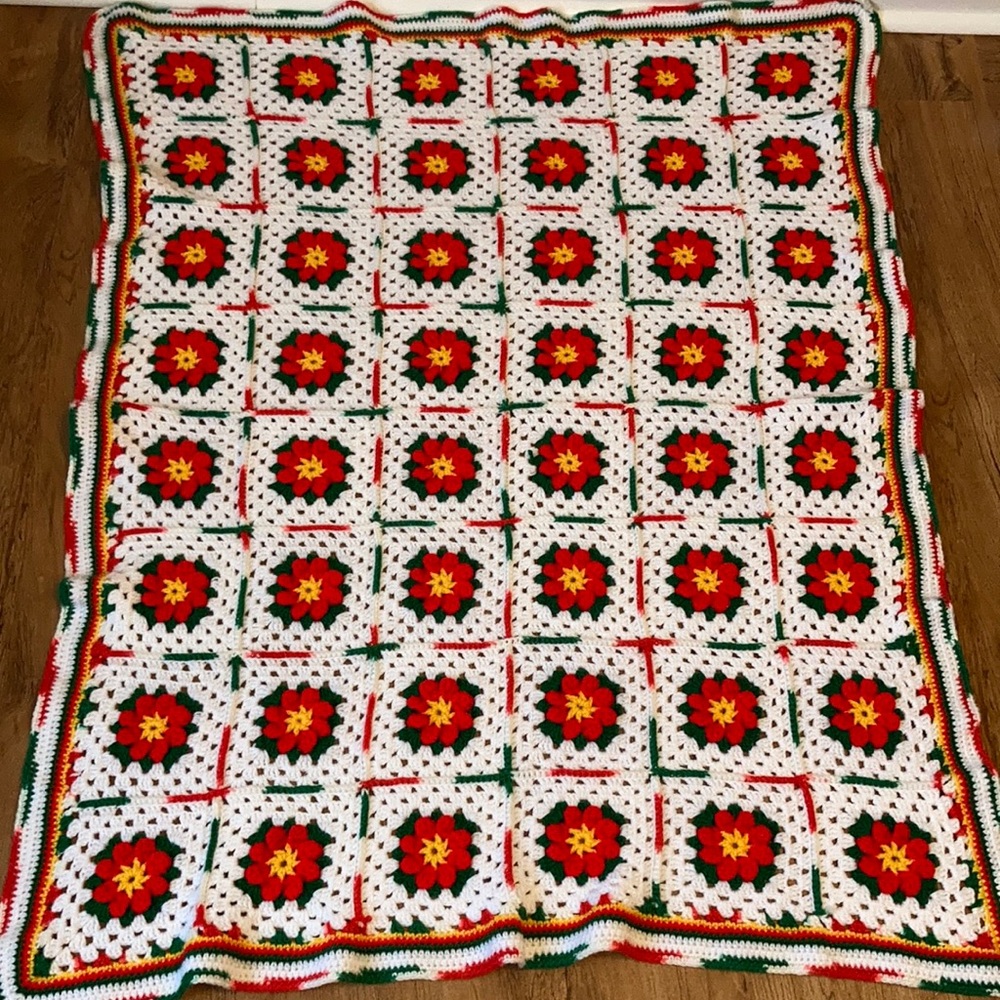 Vintage Handmade Christmas Afghan blanket